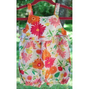 2004 Gymboree Floral Palette Bubble Romper Jumper Watercolor Flowers Summer